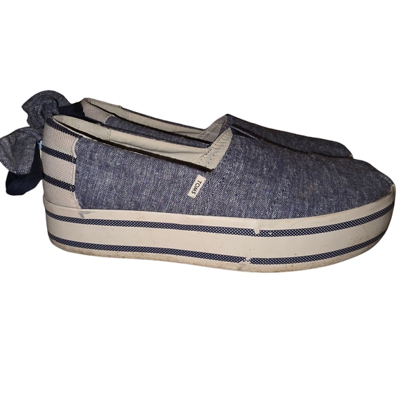 Toms Chambray Platform Boardwalk Sneakers - Size 8 - Picture 2 of 8